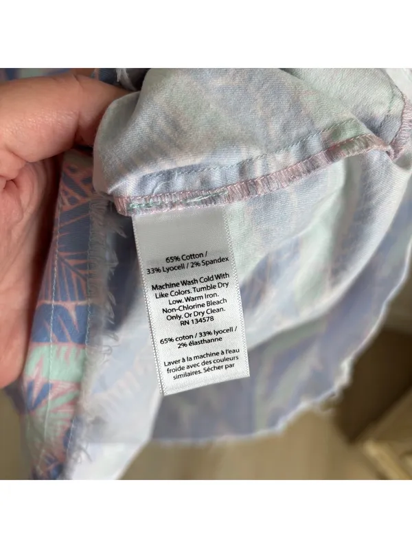 vineyard vines EUC Women's Mini Dress Blue Pink Palm Leaf Tropical Collared 10 - Image 3