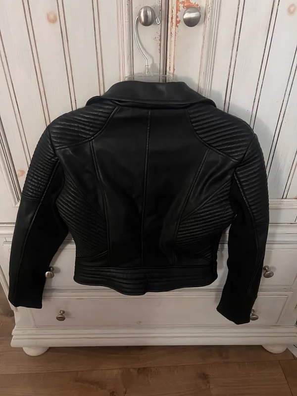 Faux Black Leather Jacket - Image 2