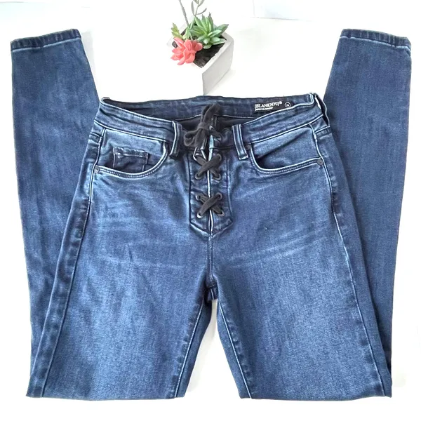 BlankNYC Skinny Lace UP Fly Womens Jeans Size 26 Tie Closure Y2K Grunge - Image 9