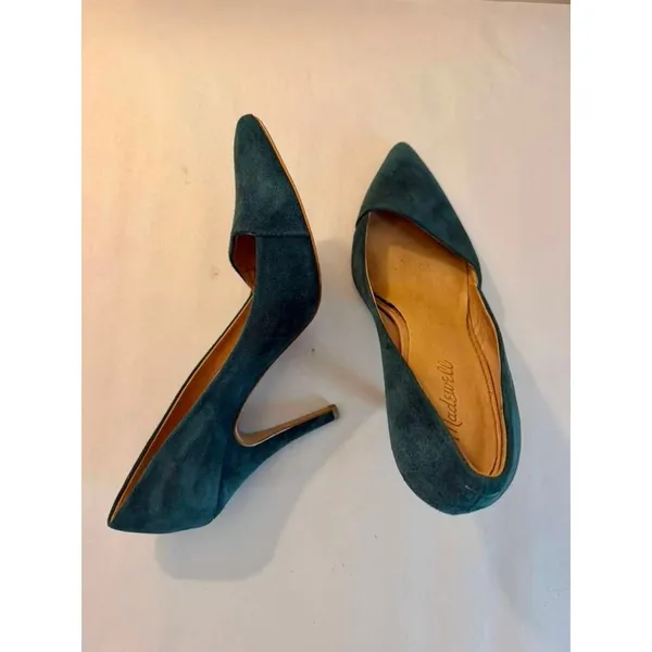 Madewell The Mira‎ Suede Point Toe 4" Heels in Green Size 10 - Image 4