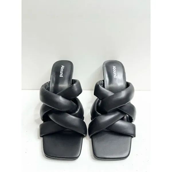 Abound Sandals Womens Size 6.5 Black‎ Square Toe Woven Stiletto Heels - Image 3