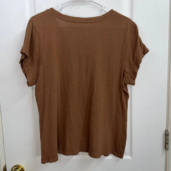 A.N.A. brown Henley 100% cotton short sleeve neutral relaxed casual‎ shirt large - Image 5