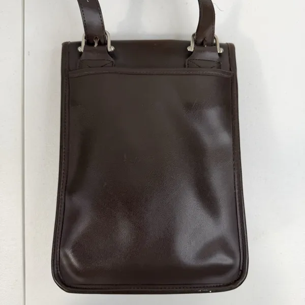Vintage 70s Crossbody Bag Leather Brown Basic‎ Flap Purse Handbag Pocketbook - Image 5