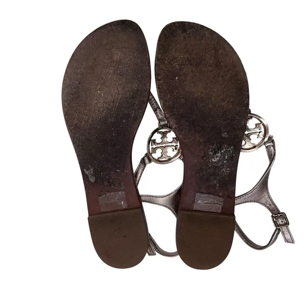 Tory Burch‎ Sling Gold Logo Sandals Size Women's 9 M - Image 7