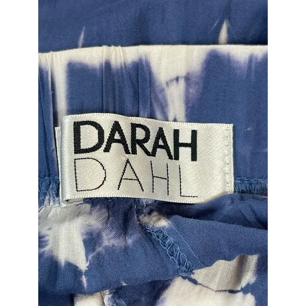 Darah Dahl Women’s Tie Dye Pants Blue White Boho Lounge Casual Lightweight M - Image 6