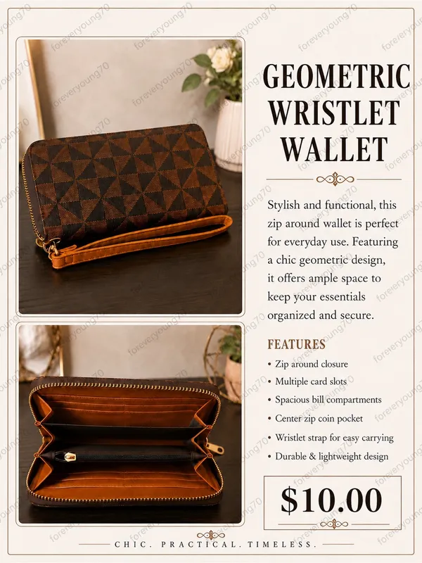 Geometric Wristlet Wallet Brown - Image 2