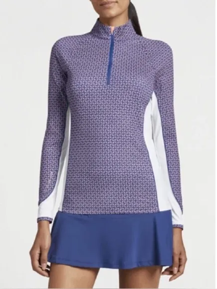 Peter Millar the players sun Navy and White Printed Quarter-Zip Long-Sleeve Top - Image 4