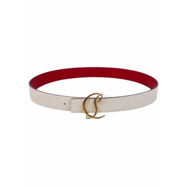 Christian Louboutin CL Logo Calf Leather Belt Leche White Size 90/36 - Image 3