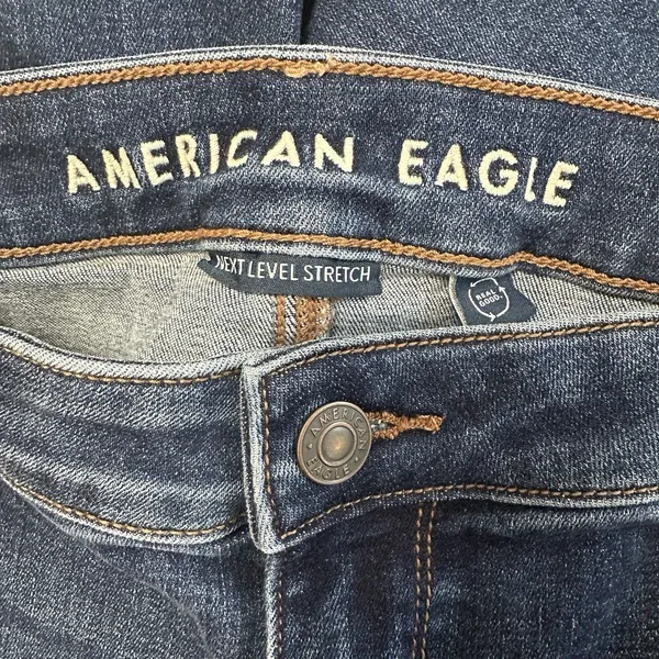 American Eagle Low Rise Flare Jeans Womens 16Long Next Level Stretch Dark Wash - Image 5
