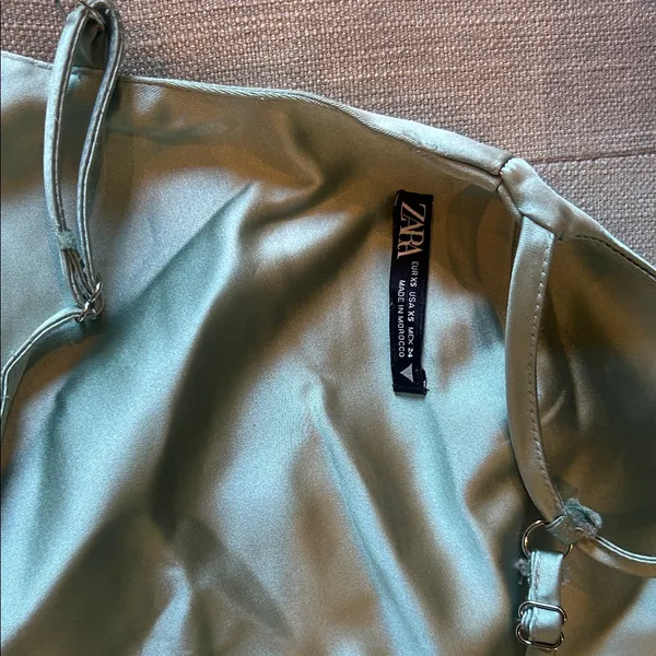 Zara Satin Mint Green Backless Top Size XS - Image 7