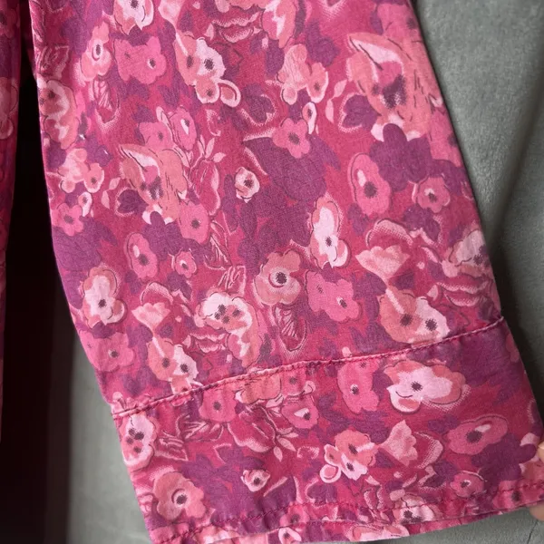 Blair Pink Floral Cotton Button‎ Down Shirt 3/4 Sleeve Womens Medium - Image 3