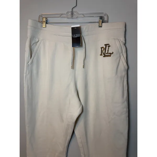 Lauren Ralph Lauren Women's Cream Jogger Drawstring Logo Sz XXL NWT $145 - Image 2