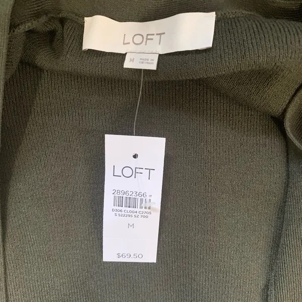 LOFT Women Green Ribbed V Neck Cardigan size M - Image 4