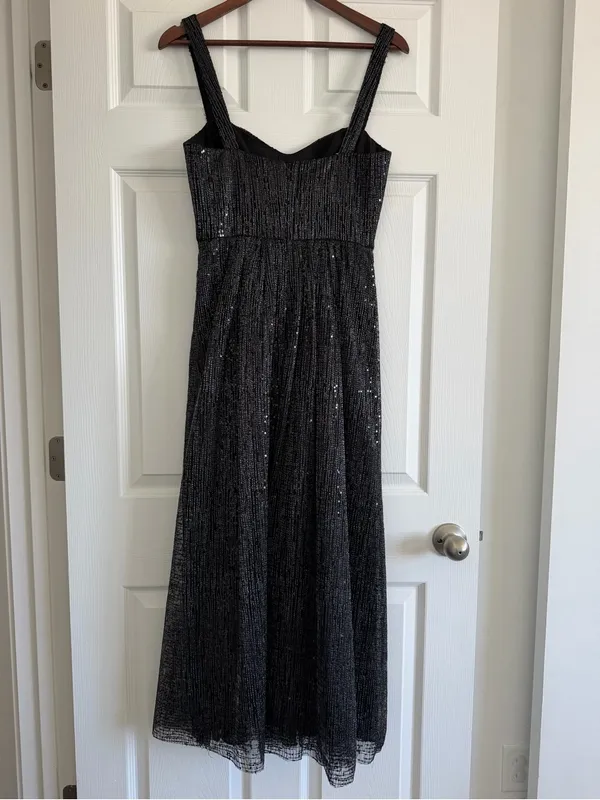 ML Monique Lhuillier Black Lace Maxi Dress Size 4 Sleeveless Formal Gown - Image 3