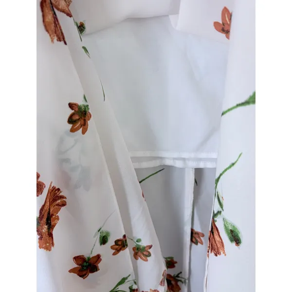 Ali & Jay White Orange Floral Ruffle‎ Peplum Maxi Dress M Wedding Guest Summer - Image 7