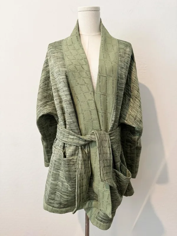 Nike Cardigan Size Small Oil Green Reversible Jacquard Knit Wrap‎ Pilates Cozy - Image 10