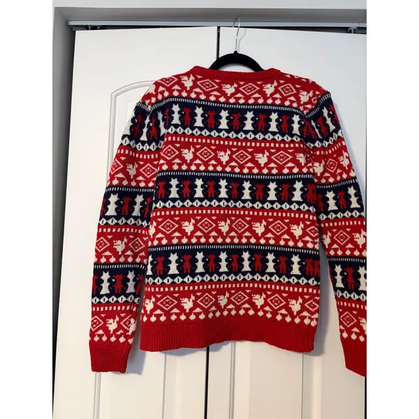 Ardene Women's Red Navy White‎ Reindeer Fair Isle Knit Sweater Size M - Image 2
