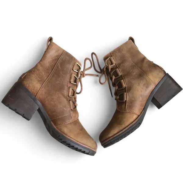 Sorel Womens Size 8 Brown Suede Lace Up Ankle Fashion Boots Bootie - Image 7