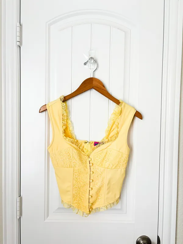 Edikted Button Front Lacey Corset Yellow Size Small NEW - Image 3
