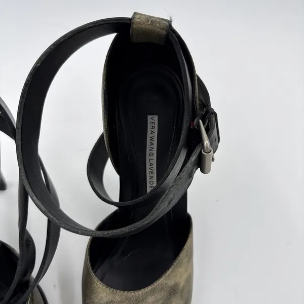 Vera Wang Lavender Metallic & Black Leather Strappy Heel Sandals Size 8.5 - Image 5