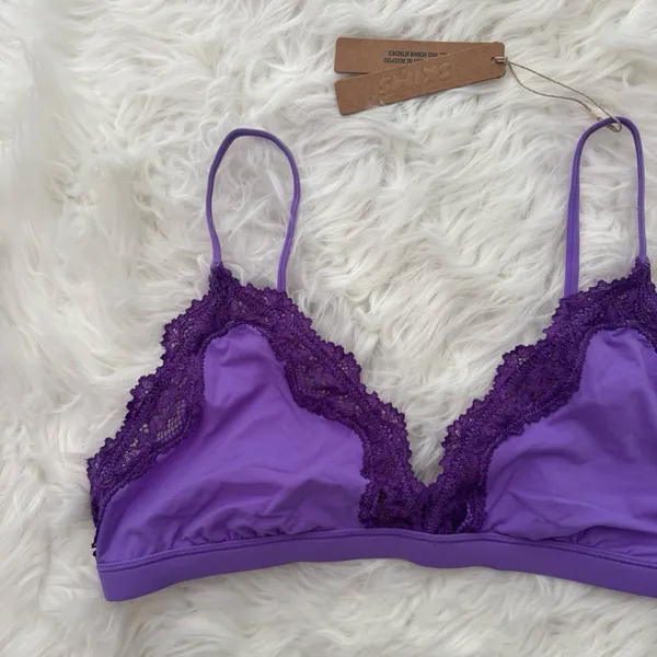 Skims Fits Everybody Lace Triangle Bralette Ultra Violet Multi Size XL - Image 2