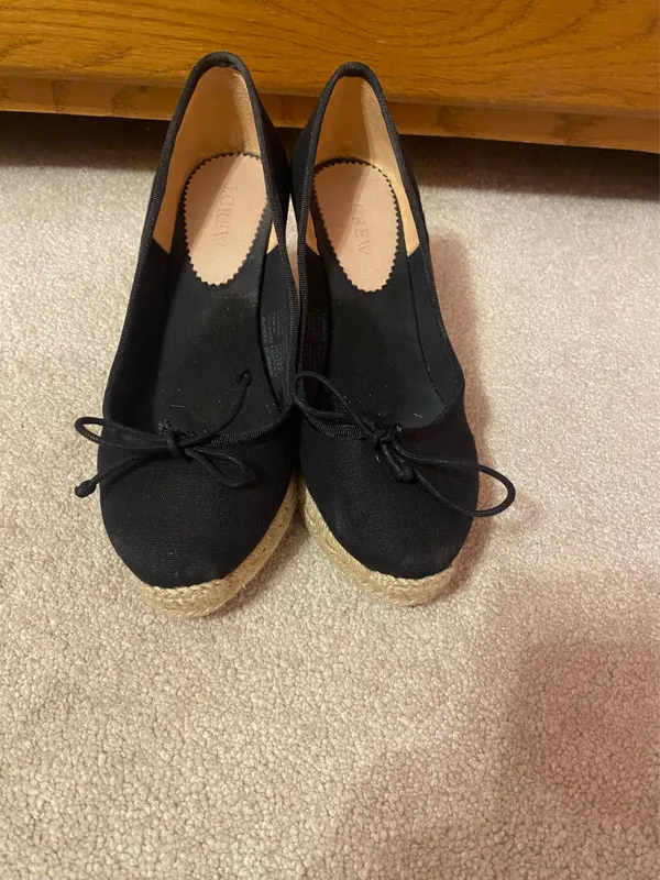 J.Crew Black Espadrille Canvas Wedges 8.5 - Image 2