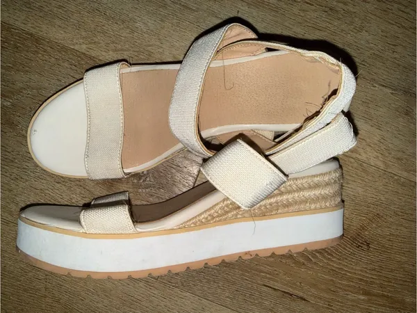 Women’s Neutral Cream Wedge Espadrille Sandals with Straps - Image 4
