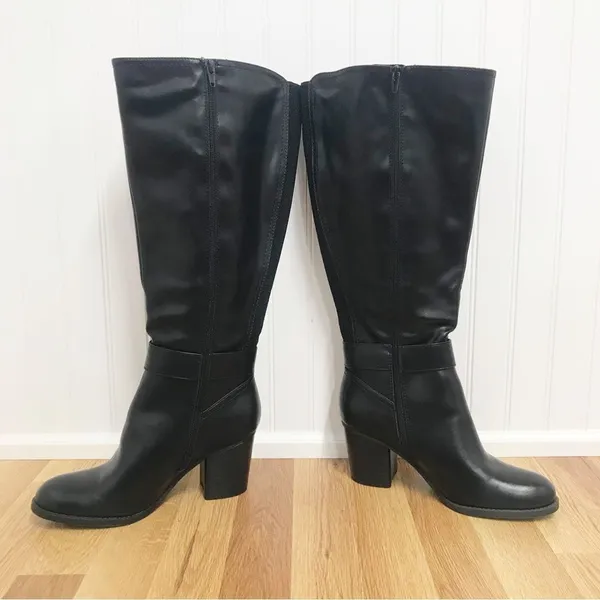SOUL Naturalizer Black‎ Wide Calf Chunky Heel Boot Knee High Size 6.5 New - Image 6