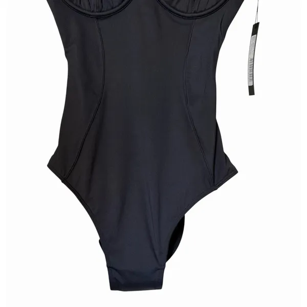 TA3 Lifty One Piece Swimsuit Black Corset Lace Up Sculpting Small NWT - Image 6