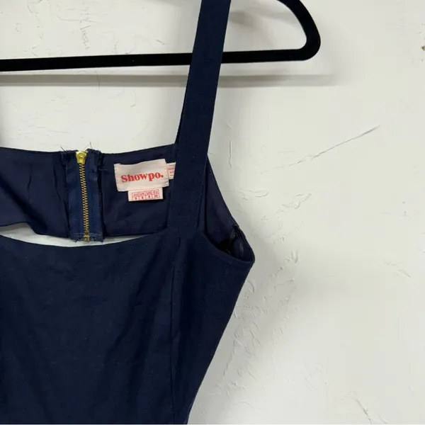 Showpo Navy Blue Wide Leg Cropped Sleeveless Open Back Cropped Jumpsuit 4 - Image 7