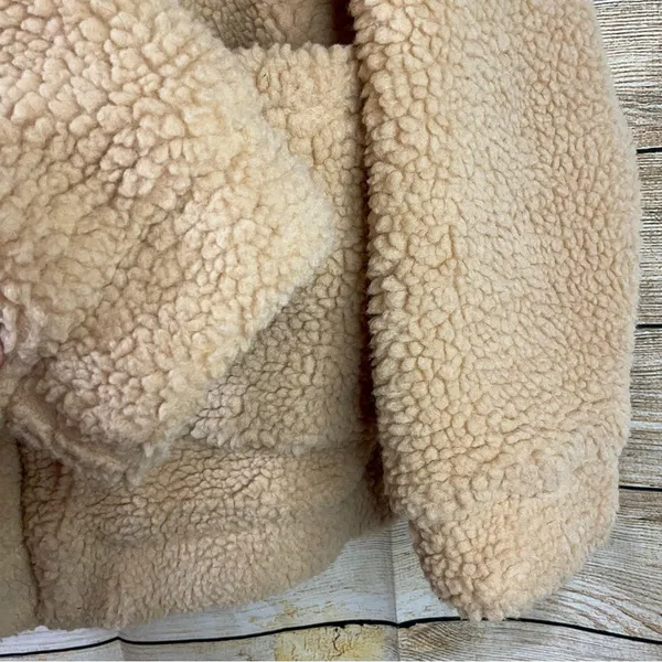 Polly oversized teddy bear tan pixie coat jacket with pockets women size S/M - Image 9