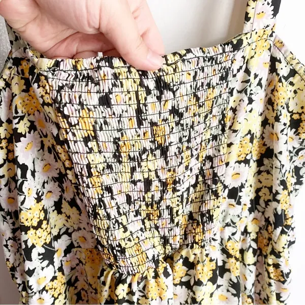 Social Standard by Sanctuary Tiered Yellow Floral Long Dress Smocked Back XL - Image 9
