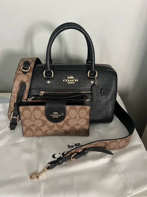 Coach Rowan Satchel Bag With Signature Canvas Detail And Wallet - Image 2