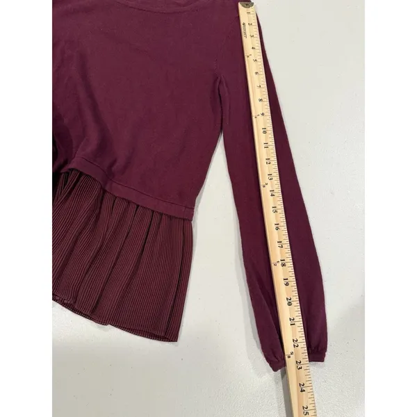 Loft Sweater Women XS Petite Maroon Stretch Romantic Work Preppy Travel Minimal - Image 6