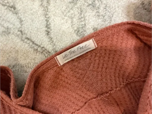 We The Free by Free People Waffle Knit Long Sleeve Top - Dusty Rose | Size XS - Image 3