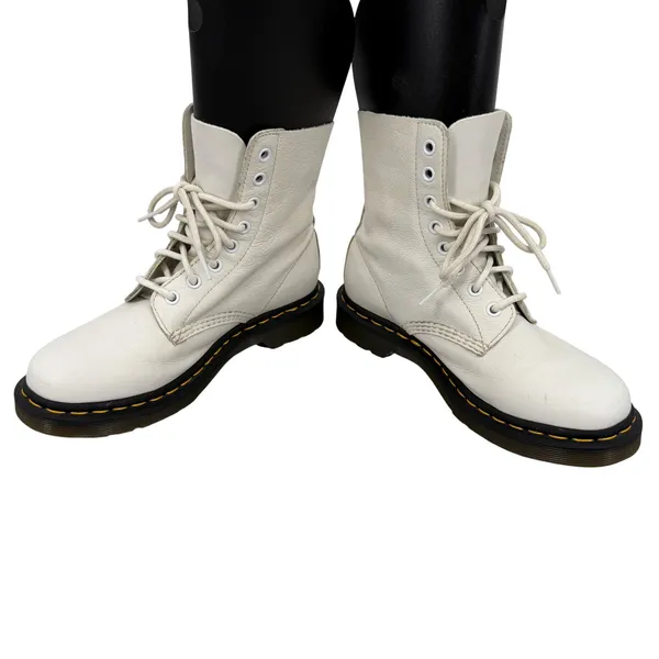 Dr. Martens 1460 Pascal Women 7 White Virginia Leather Combat Boots Whimsigoth - Image 3