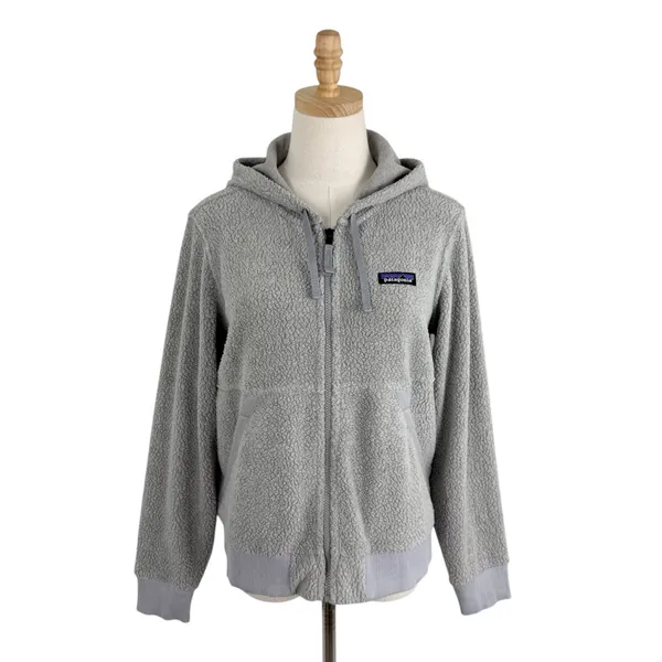 Patagonia Shearling Hoodie Full Zip Grey Sz S - Image 2