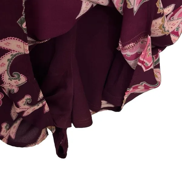 Show Me Your Mumu Bailey Paisley‎ Print Tie Back Romper Playsuit Size M Burgundy - Image 6