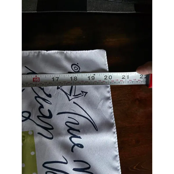Polka Dot and Script Print Silk Scarf Green - Image 5