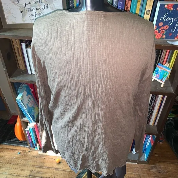 Fresh Produce tan lightweight granny core L cozy cardigan - Image 2