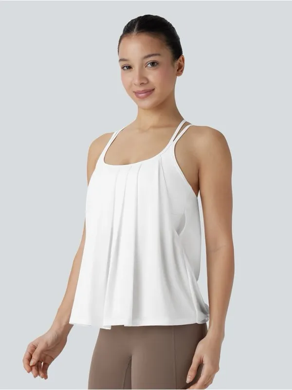 Halara M Double Straps Pleated Quick Dry Yoga Cami Top New with Tags White - Image 5