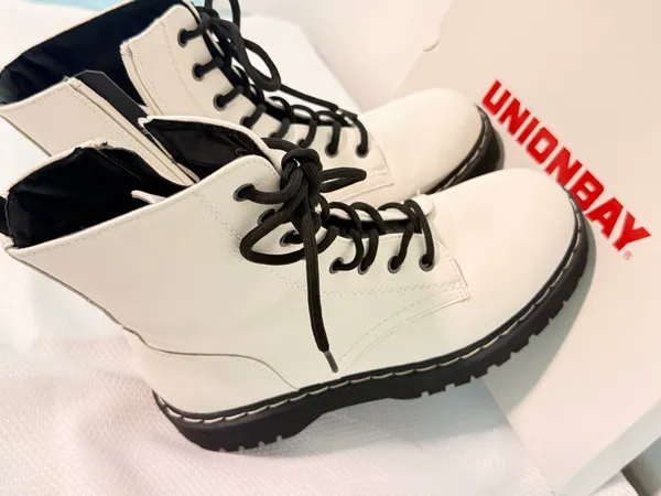 Unionbay Hayden White Lace up Combat Boots - Image 2