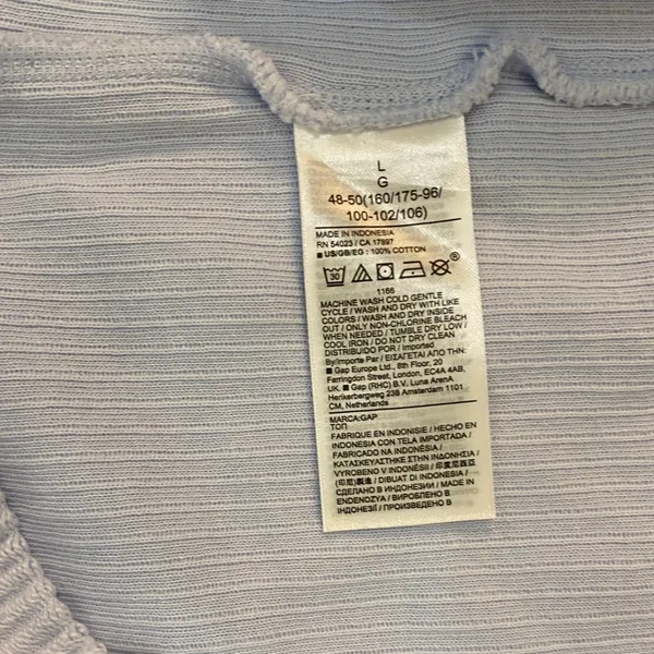 GAP Cardigan Light Blue Ribbed Knit Button Front Cropped V Neck Women's Size L‎ - Image 10