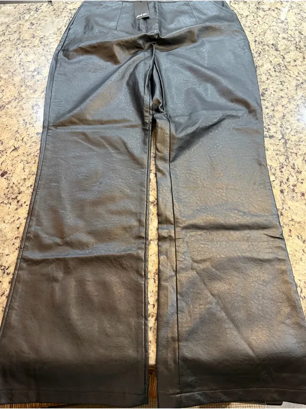 Nasty Gal Black Wide-Leg Faux Leather Pants - Image 2