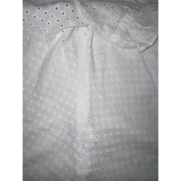 Madewell White Eyelet Button Front Blouse Ruffle Sleeve V-Neck Top AK013‎ Size 6 - Image 10