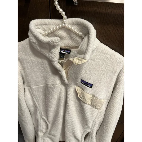 Patagonia Re-Tool Snap-T Polartec Fleece Pullover Ivory Women's‎ large - Image 2