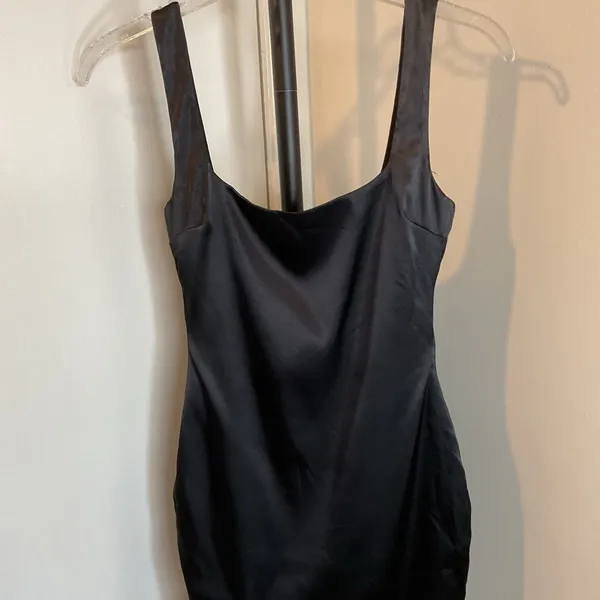 Source Unknown Black Bodycon Mini Dress Square Neck Sleeveless - Image 3
