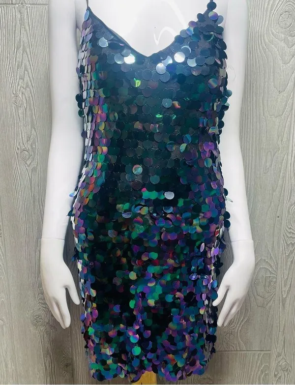 Nwt color shifting crystal doll large sequin dress eras tour y2k style mermaid s - Image 10