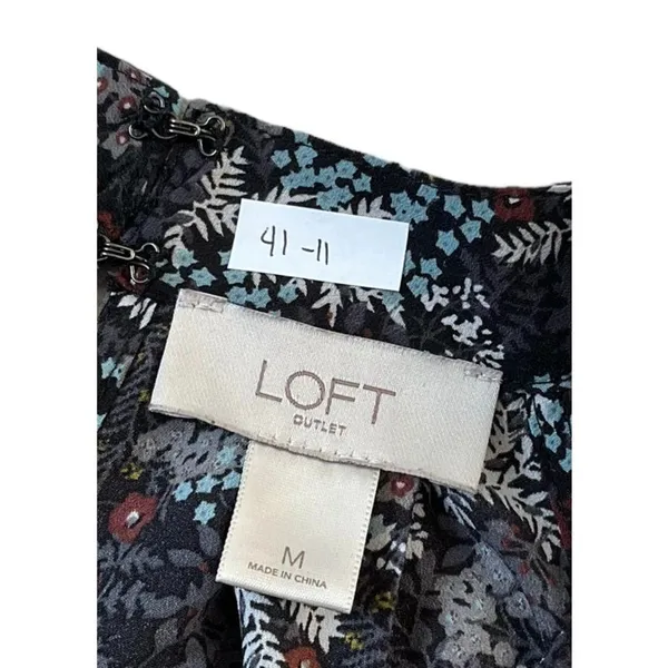 Loft Black Gray Women's Blouse Size M 41-11 - Image 4