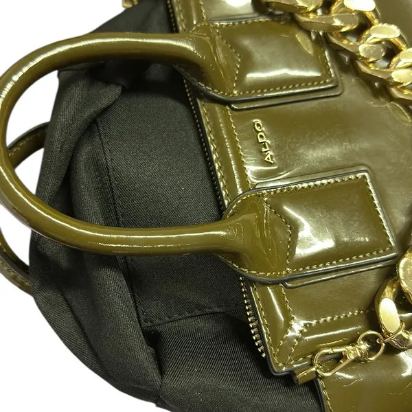 ALDO Fabyx satchel bag khaki green chunky gold chain Handbag Crossbody 8 x 6 in - Image 6